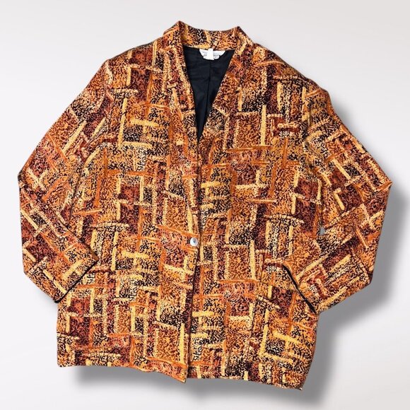 90s Abstract Button Up Blouse Shirt Jacket Boxy Fit Large - Picture 9 of 9